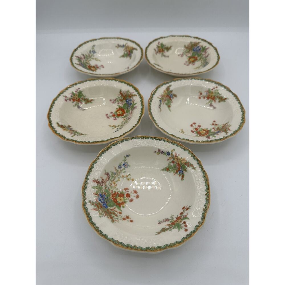 1930 Devon Myott Staffordshire England 5" Rimmed Dessert Bowl Set Of 5